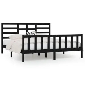 Berkfield Bed Frame Black Solid Wood Pine 200x200 cm