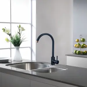 Keenware KKT-540 Knightsbridge Contemporary Monobloc Kitchen Mixer Tap: Black & Rose Gold