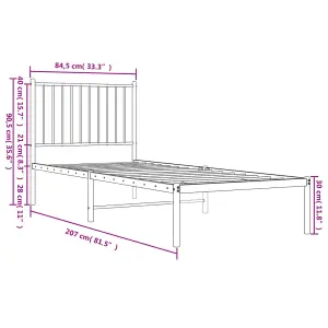 Berkfield Metal Bed Frame with Headboard Black 80x200 cm