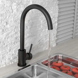 UK Home Living Avalon Icon Black Kitchen Mixer Tap