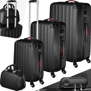 Suitcase Set Pucci - 3 suitcases, beauty case, robust, hard-shell ABS plastic - black