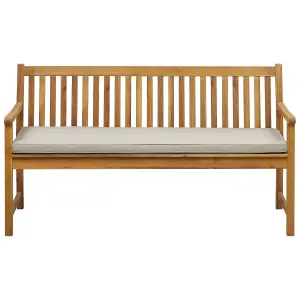 Garden Bench with Cushion VIVARA Certified Acacia Wood Beige