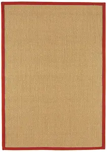 Red Bordered Plain Modern Easy to clean Rug for Dining Room Bed Room and Living Room-200cm X 300cm