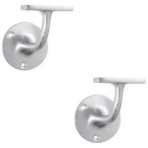 2 PACK - Lightweight Stair Handrail Bannister Bracket Arm - Satin Chrome 72mm Holder