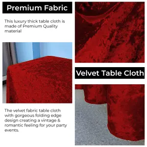 Diamond Velvet Rectangle Tablecloth, Red , 90 Inch x 156 Inch