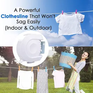 MantraRaj 12 Metre Retractable Washing Line Airer Wall Mount Reel Clothes Dryer Rope Outdoor Indoor Extendable