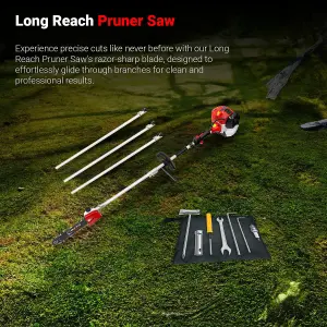 BU-KO 52cc Long Reach Petrol Pruner Saw Attachment and 3X 75cm Extension Pole with Toolbag