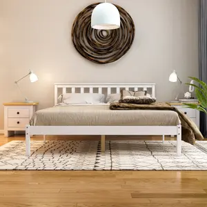 Vida Designs Milan White 5ft King Size Wooden Bed Frame - Low Foot End