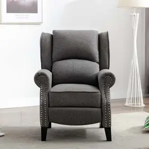 Charlotte Modern Fabric Pushback Recliner Armchair Sofa Accent Chair Reclining (Grey)