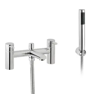 Nes Home Round Deck Mounted Bath Shower Mixer With Handset & Basin Single Lever Mixer Tap