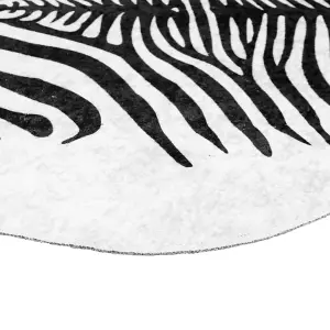 Rug Black and White 120x170 cm Zebra Pattern Washable Anti Slip