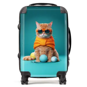 Cat In Glasses With Balls Of Wool Suitcase - Cabin