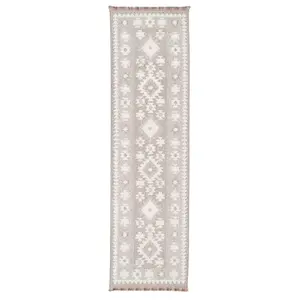 Neutral Beige Brown Geometric Scandi Style Fringed Area Rug 160cm x 230cm