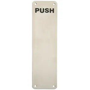 Push Engraved Door Finger Plate 300 x 75mm Satin Stainless Steel Push Plate