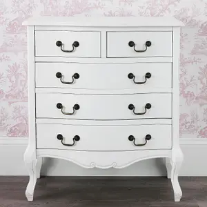 Juliette White Shabby Chic 2 Over 3 Chest of Drawers