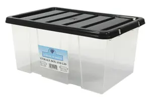 8 Litre Storage Boxes 8L with Black Lid x10