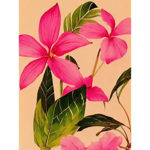 Exotic Plumeria Flower Plant Blooms Watercolour - Single Picture Frame Print White Framed Unframed / 40.5cm H x 30.5cm W x 0.2cm D