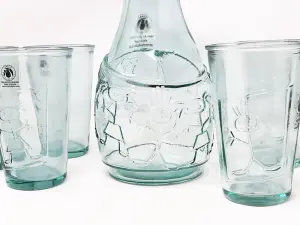 Recycled Glass Creative Entertaining Kitchen Dining Boy & Girl Decanter & Tumblers Set 1L, 300ml