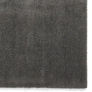 Charcoal Shaggy Washable Plain Modern Rug For Living Room Bedroom & Dining Room-60cm X 115cm