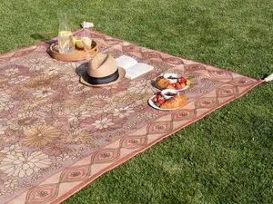 Picnic Blanket LASHARI 200 x 200 cm Peach Pink