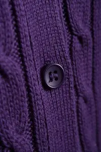 Rydale Ladies Cable Knit Cardigan With Pockets - Purple 8