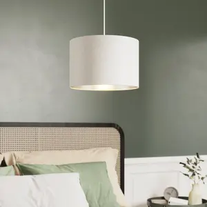 GoodHome Bodmin Beige Silver effect Round Lamp shade (D)30cm