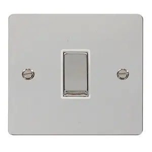 Flat Plate Polished Chrome 10A 1 Gang Intermediate Ingot Light Switch - White Trim - SE Home