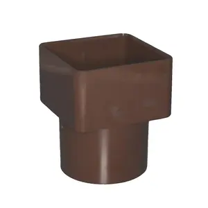 Brown Square to Round Downpipe Adaptor Connector, Freeflow Rain Water Systems