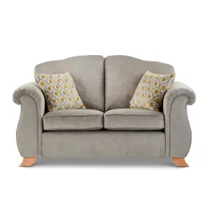 Fairhurst Soft Textured Scroll Arm Grey Fabric 2 Seater