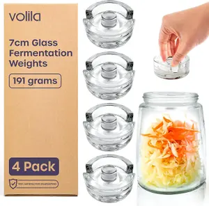 4-Pack Glass Fermentation Weights for Wide-Mouth Jars, 7cm with Easy-Grip Handle, Durable Glass for Pickling, Kimchi