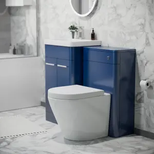 Nes Home 500mm Freestanding Vanity Unit with Basin,Rimless Toilet, WC unit Royal Blue