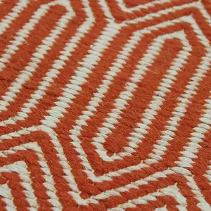 Orange Geometric Wool Modern Handmade Easy to Clean Rug for Living Room and Bedroom-160cm X 230cm