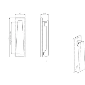 Slimline Contemporary Door Knocker 128mm Fixing Centres Satin Stainless Steel