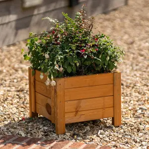 Primrose Natural Wooden Cube Patio Timber Planter Garden Flower Pot Planter 40cm