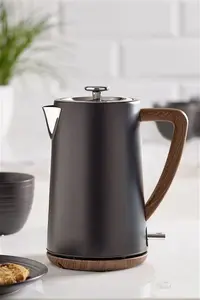 Next Black Bronx Wood Effect Kettle - Black