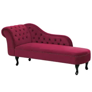 Left Hand Chaise Lounge Velvet Burgundy NIMES