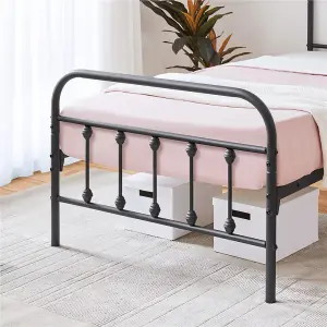 Yaheetech Black 3ft Single Vintage Metal Bed Frame with High Headboard and Footboard