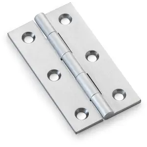 PAIR Solid Brass Cabinet Butt Hinge - 64mm - Satin Chrome Premium Cupboard