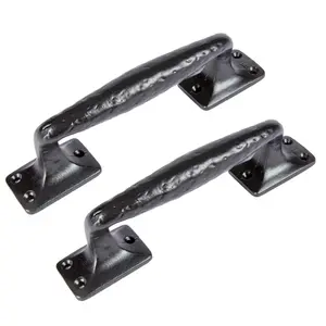 Hammer & Tongs Forged Barn Door Handle - H205mm - Black - Pack of 2