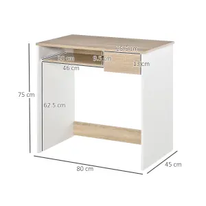 HOMCOM Compact Computer Table w/ Keyboard Tray Drawer Study Office Work, Oak