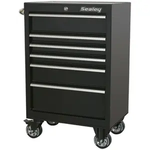 Portable Tool Chest with 6 Drawers - Heavy-Duty Locking Mobile Storage in Black