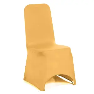 Polyester Spandex Chair Covers for Wedding Decoration - Light Gold, Pack of 10