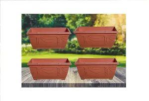 4 x 40cm Small Plastic Venetian Window Box Trough Planter Pot Terracotta Colour