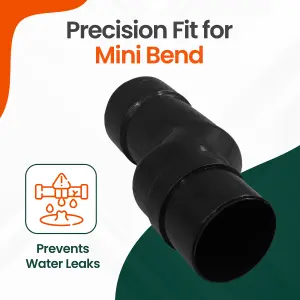 Black Round Downpipe Offset Mini Bend Fits 68mm Downpipes & 112mm Gutter, UV-Resistant  for Freeflow Rainwater System