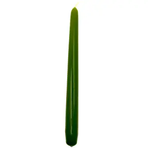 Tapered Dinner Candles, Pack of 10, Unscented, Long Burning Time, 24 cm / 19.45" (Olive, Varnished)