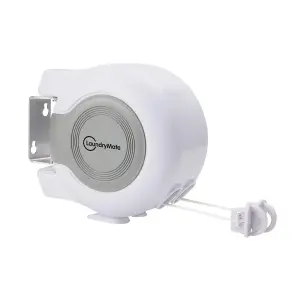 White 30m Retractable Clothes Reel Double Washing Line Wall Mounted Outdoor