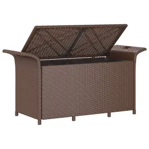 Berkfield Garden Bench with Cushion Brown 116x46x57 cm Poly Rattan