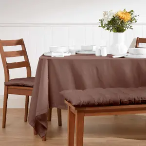 Homescapes Chocolate Brown Cotton Square Tablecloth 137 x 137 cm