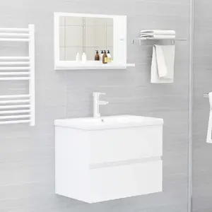 Dorlene Framed Wall Mounted Bathroom Mirror High Gloss White / 60 cm