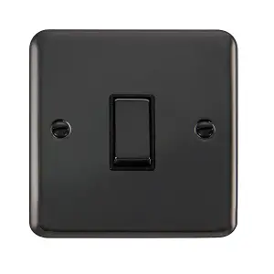 Curved Black Nickel 10A 1 Gang Intermediate Ingot Light Switch - Black Trim - SE Home